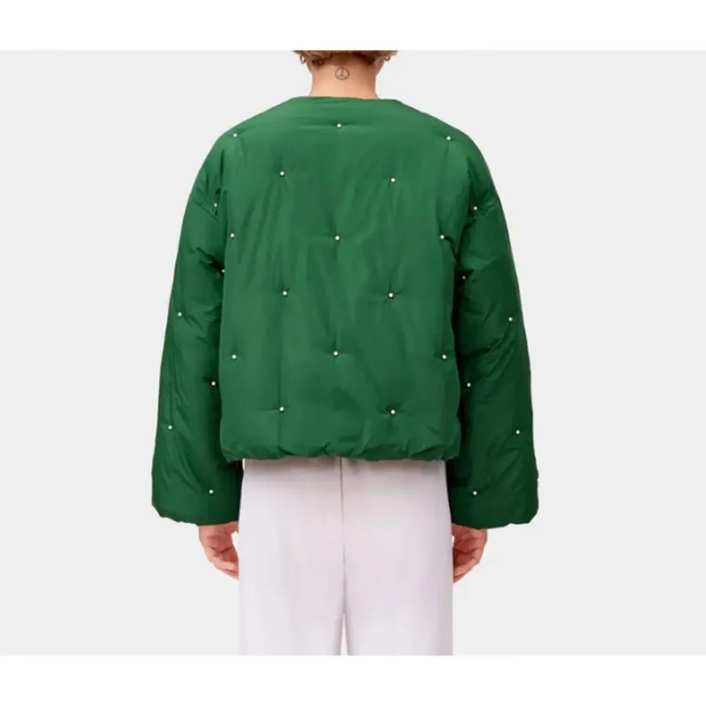 $459 Green Sleeper Pearly Puffy Jacket S/M NWT - Picture 3 of 6